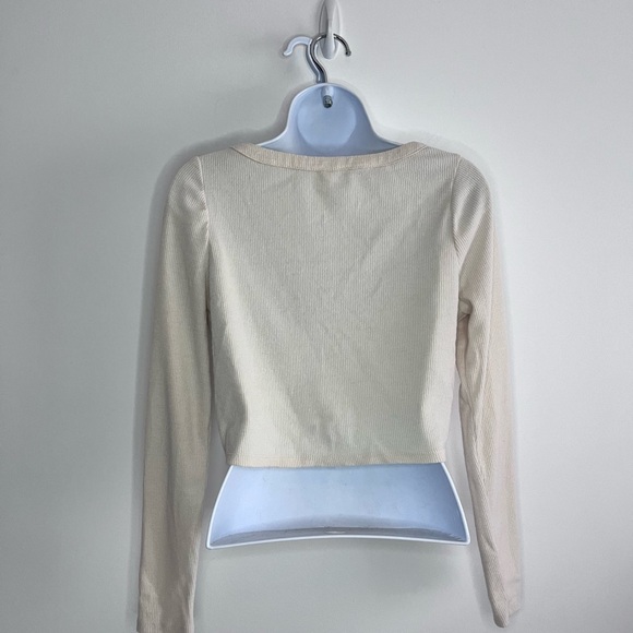 Pacsun La Hearts Women's Sz S White Cropped Button Up Cardigan Long Sleeve - Picture 3 of 4